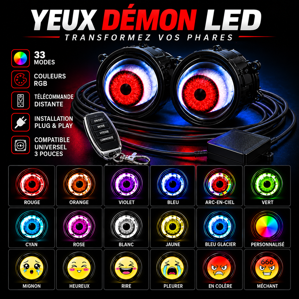 LashBloom Car™ – Yeux LED RGB pour phares